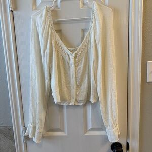 Chic Cream Button-Down Women's Blouse